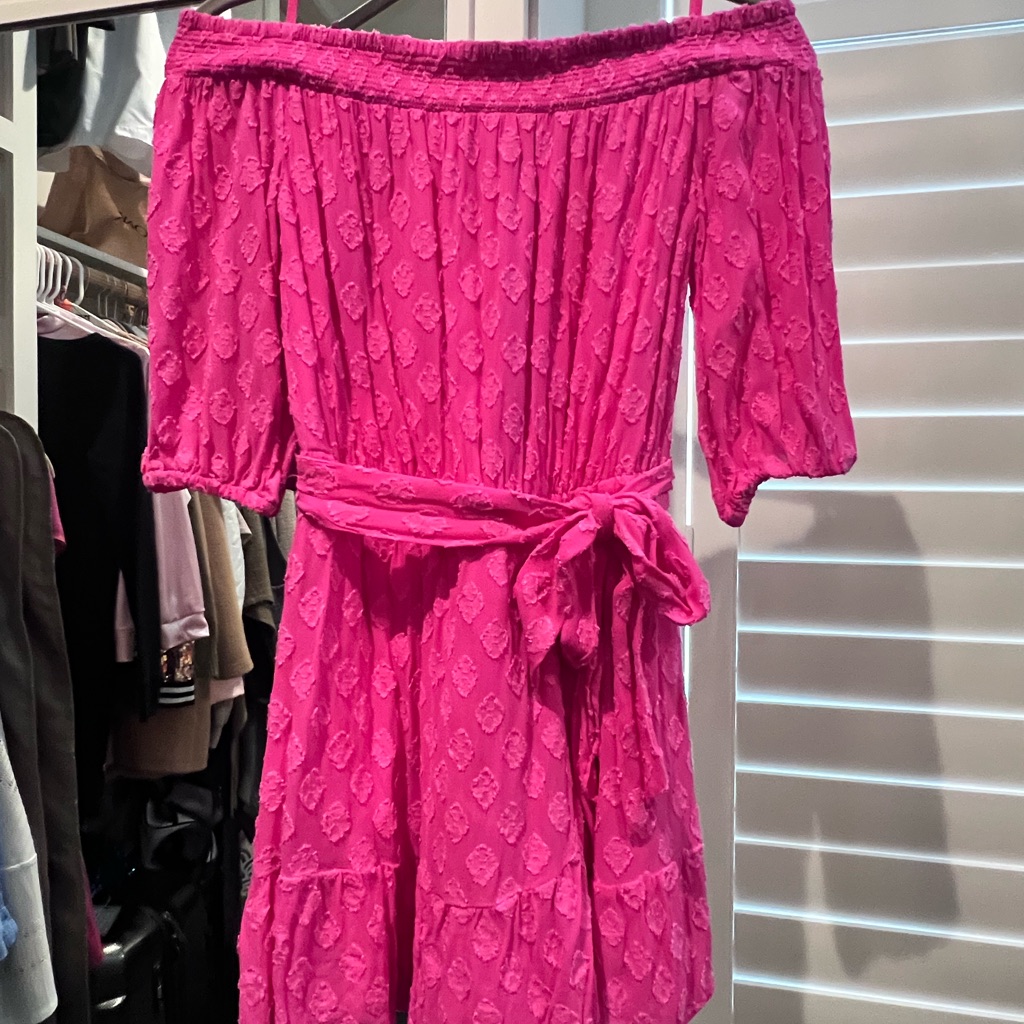 Lilly Pulitzer Vibrant Pink Off-Shoulder Romper